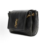 SAINT LAURENT YSL nolita Gold Logo diamond-patterned chain crossbody bag, single shoulder bag, mini for women, black
